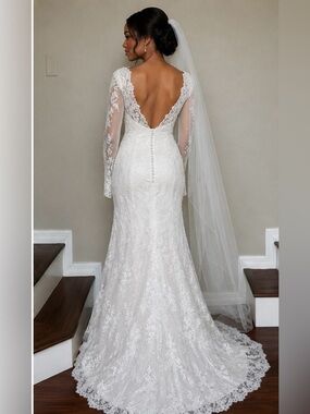 Rebecca Ingram Long-Sleeve V-Back Wedding Dress